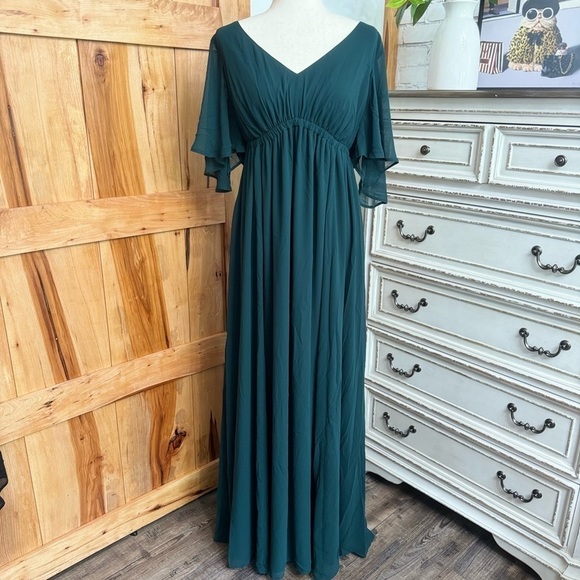 NWT! $188 SHOW ME YOUR MUMU Emily Maxi Dress Bridesmaid Emerald Green SZ 1X - Picture 1 of 10